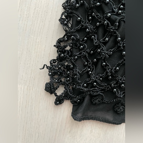 Y2K Awesome Festival Tank Top / Cami with Beaded Overlay on Black Mesh - Picture 4 of 4